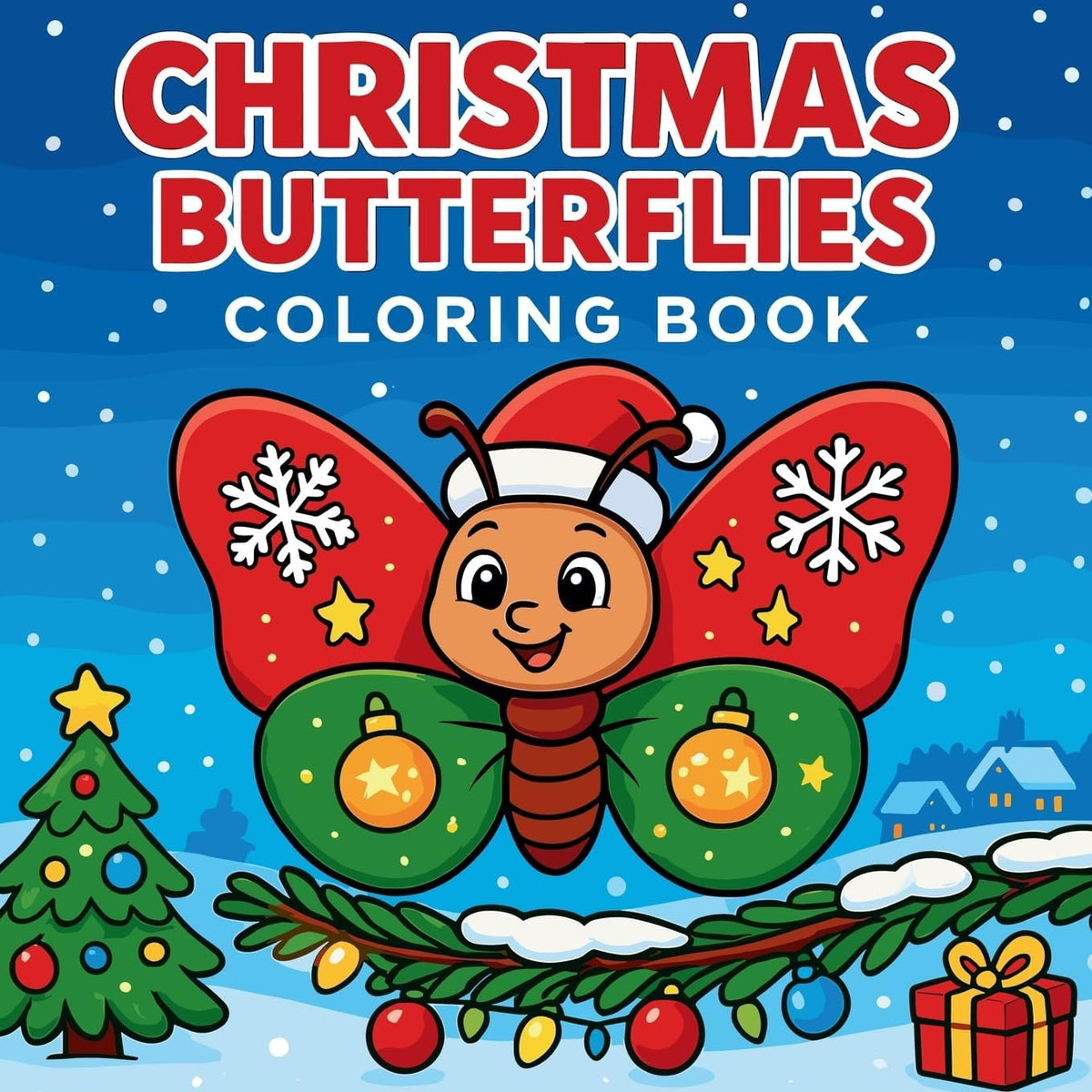 Chris Martin Christmas Butterflies Coloring Book front view paperback cover