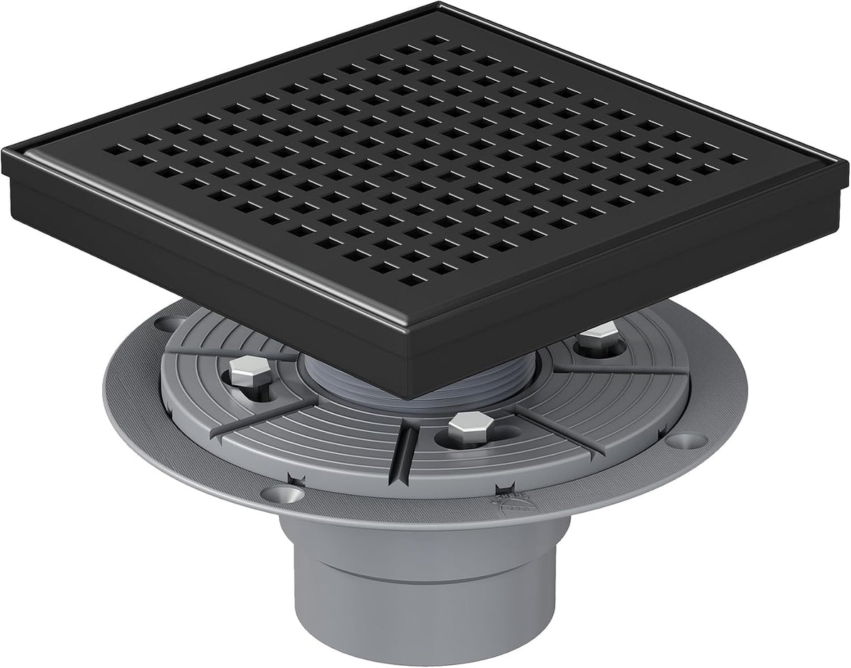 Neodrain 4-Inch Brushed Square Shower Drain with Quadrato Pattern Grate | 304 Stainless Steel, Floor Drain with PVC Shower Drain Base and Rubber Gasket for Bathroom,Includes Hair Strainer - Image 12