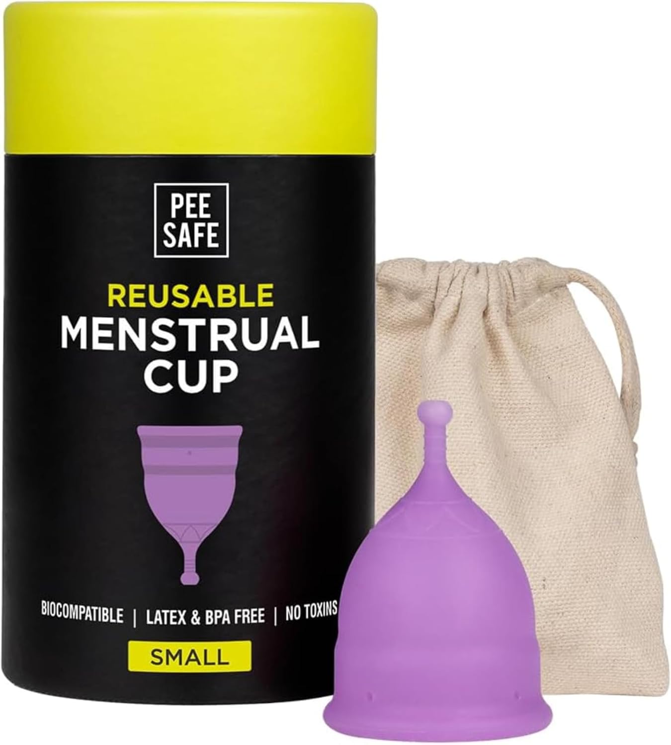 Pee Safe Reusable Menstrual Cup for Women (Small) | Made with Medical Grade Silicone | Soft, Flexible, BPA & Latex Free | Up to 12 Hours Protection | Travel Friendly Pouch Included - Image 1