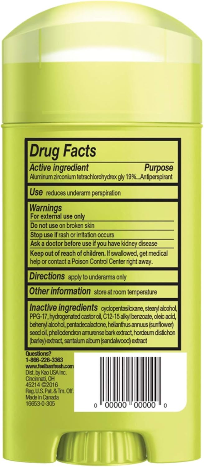 Ban sweet simplicity scent deodorant stick label close up