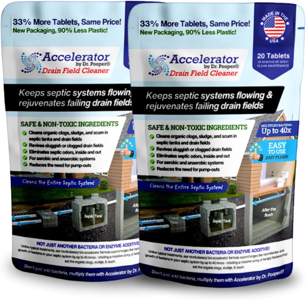 Dr Pooper drain field cleaner tablets 2 pack bundle front view