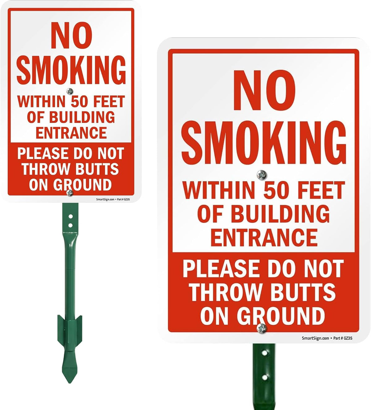 SmartSign no smoking yard sign front view