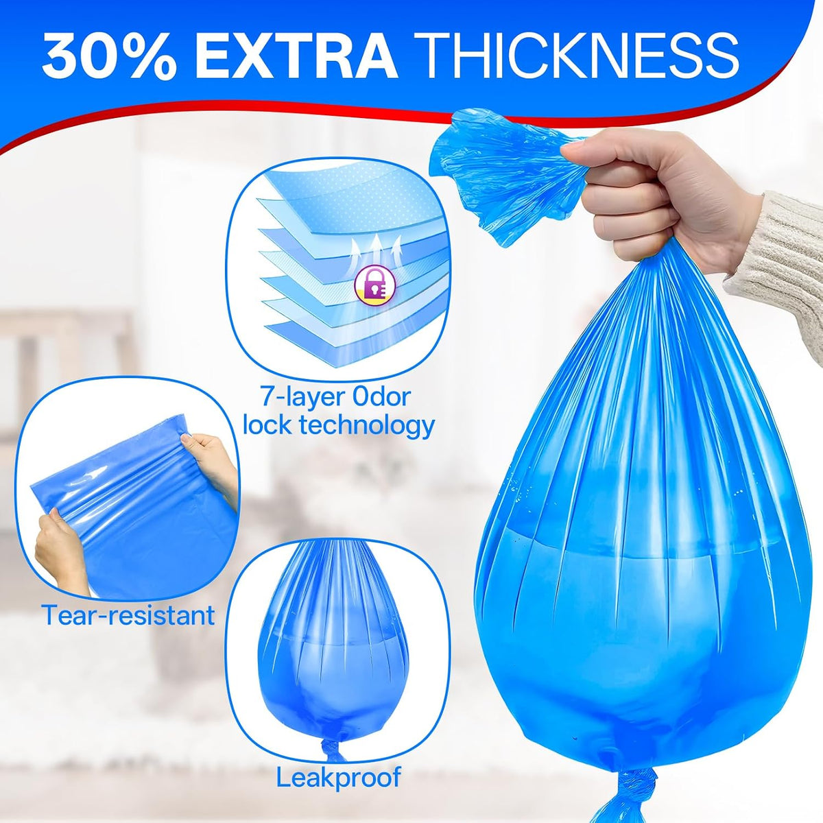 Close up view of the tear resistant multi layer film used in Godyoy cat litter bags