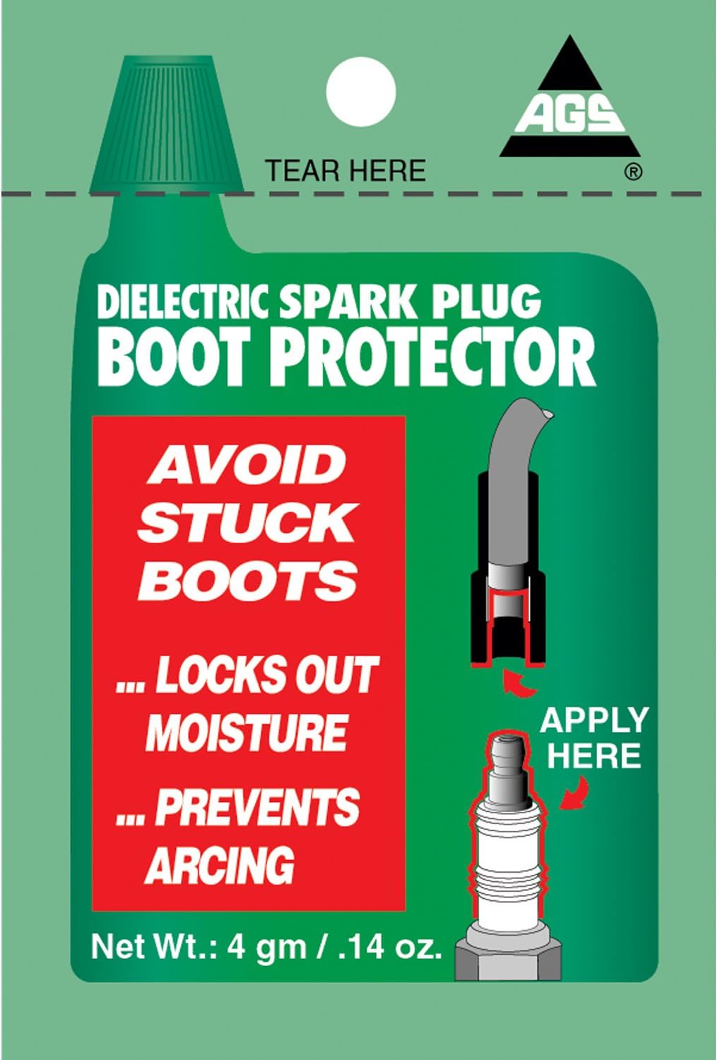 AGS Atlantic Spark Plug Boot Protector Dielectric Grease four gram single use pouch front view automotive electrical tune up lubricant