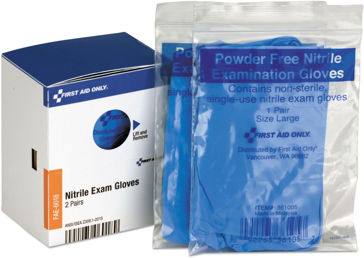 First Aid Only, Inc FAE6018 Nitrile Lightweight Gloves, One Size, 2/Box - Image 1