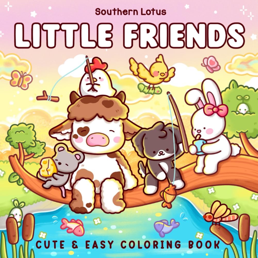 Little Friends: Coloring Book for Adults and Teens Featuring Fuzzy Animal Characters and Cute Besties in Cozy Moments and Daily Adventures for Relaxation (Cute & Easy Coloring) - Image 1