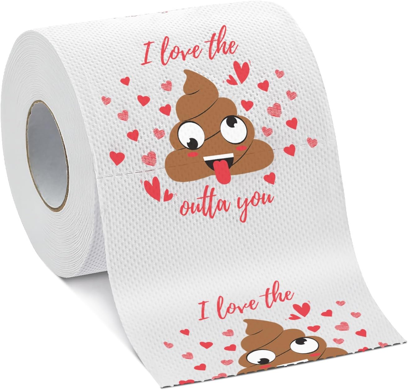 Bomggic Valentines Day Novelty Toilet Paper front view showing romantic graphic print