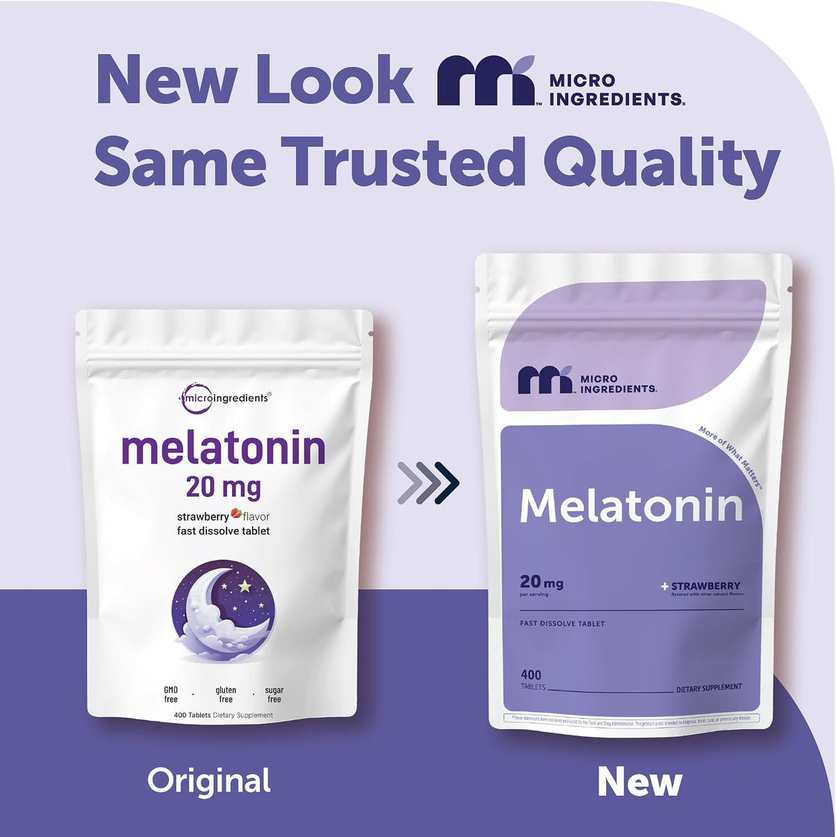 Micro Ingredients melatonin 400 tablets bottle back label