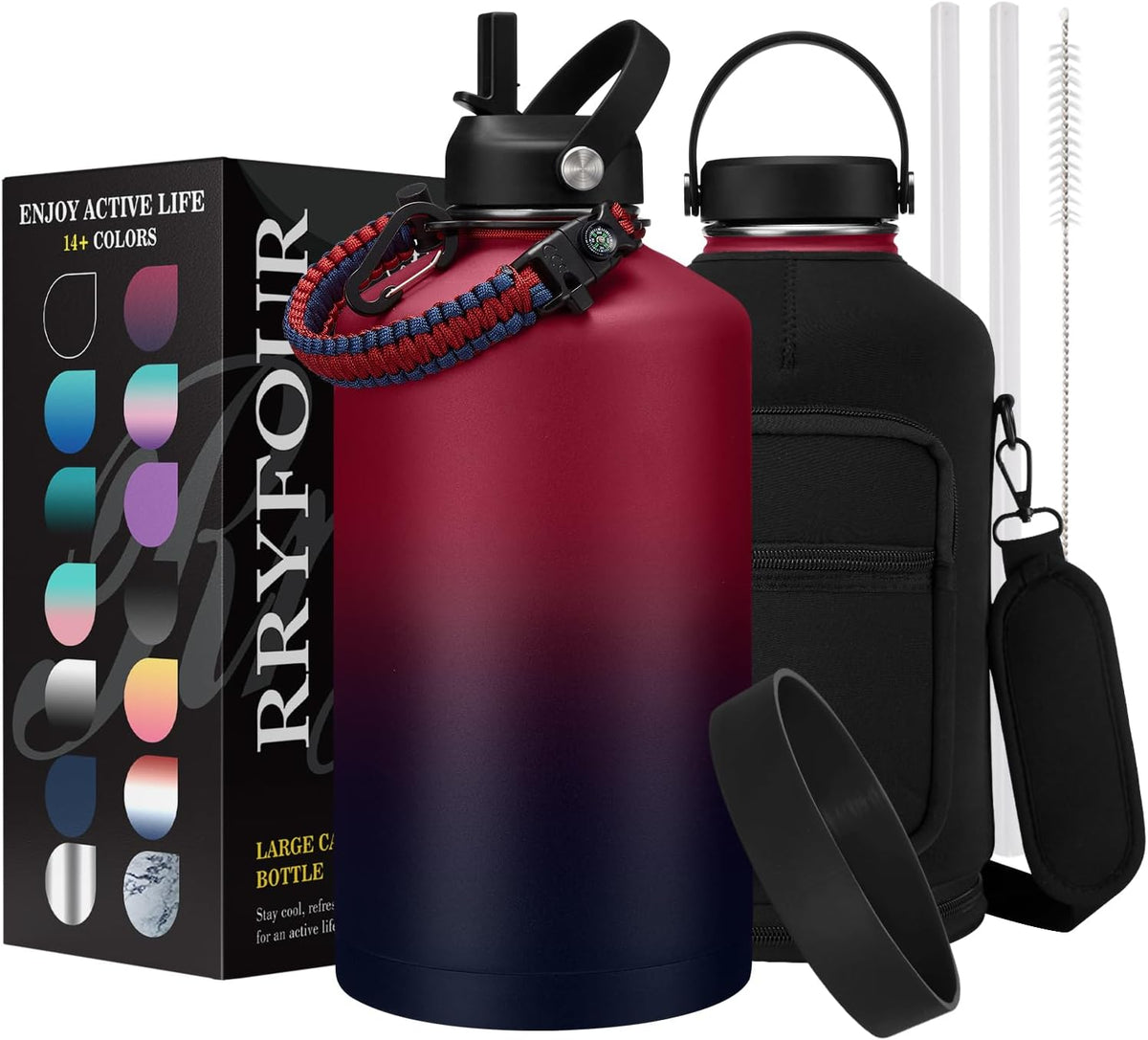 RRYFOUR 128 Ounce Insulated Water Bottle front view