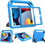 BMOUO Kids Case iPad 10.2 front view showing blue shockproof frame and built-in screen protector