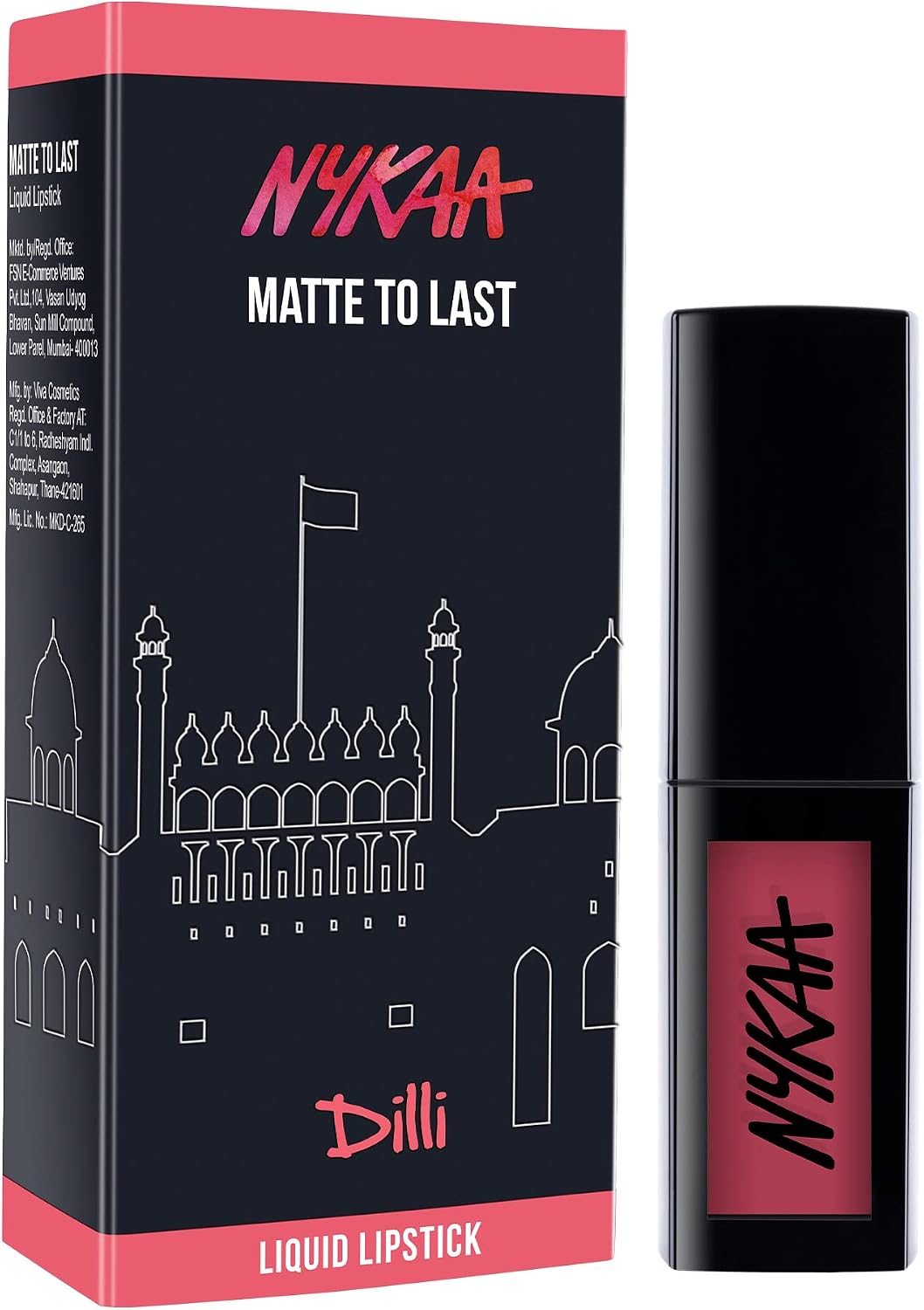 Nykaa dilli 07 liquid lipstick packaging box and bottle