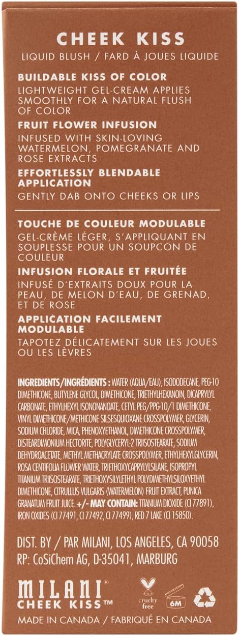 Milani Cheek Kiss Liquid Blush Makeup, Lightweight, Blendable & Buildable for Radiant Flushed Cheeks, Skin-Loving Formula - Nude Flush - Image 10
