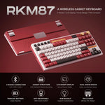 RK Royal Kludge M87 mechanical keyboard angled shot showing the smart LCD screen