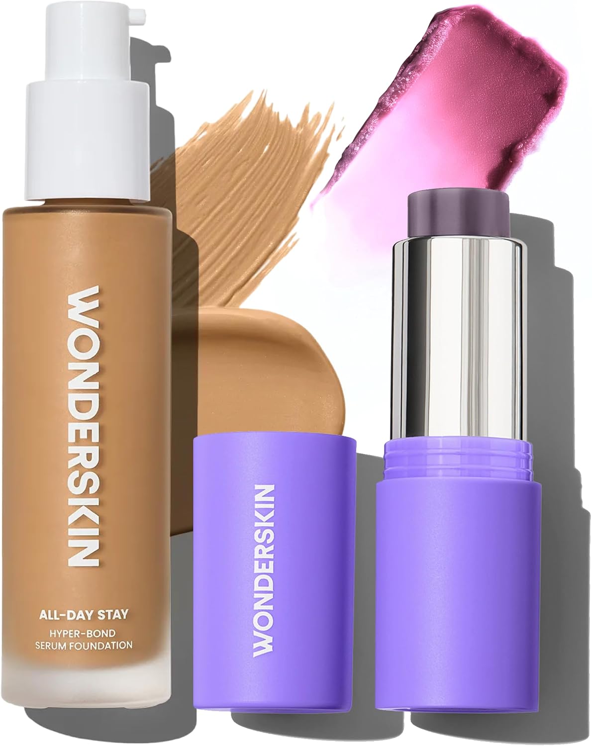 Wonderskin All-Day Stay Set Hyper-Bond Foundation and Phlush Stick front view