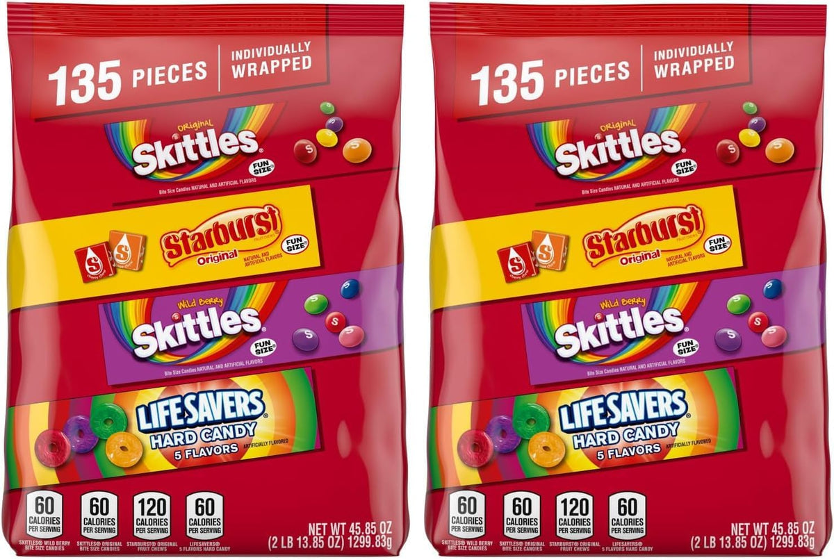 SKITTLES Original, SKITTLES Wild Berry STARBURST & LIFE SAVERS Hard Candy Fun Size Fruity Candy Assortment, 135 Ct Bulk Bag - Image 11