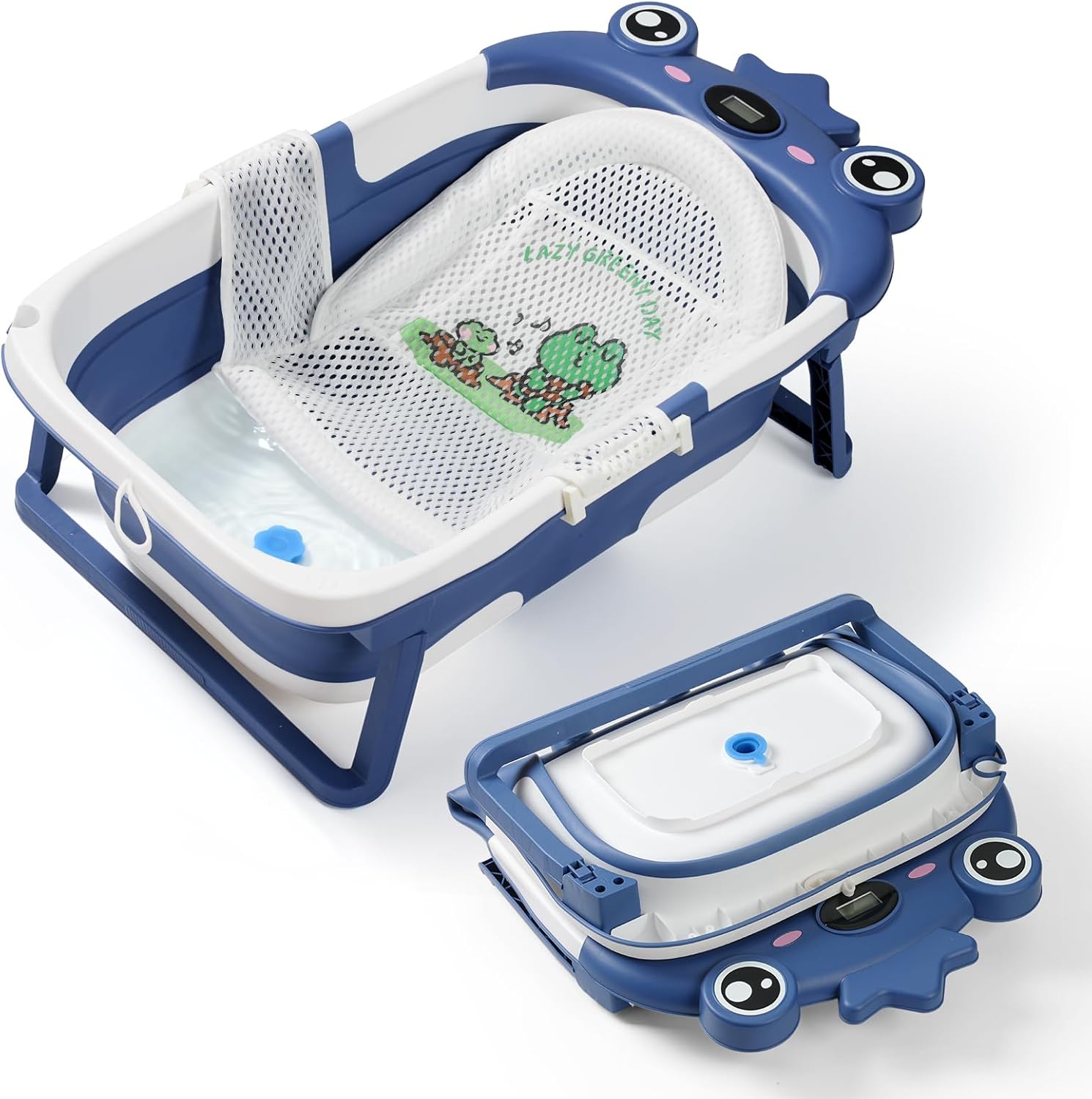 Tiwguu collapsible baby bathtub front view with frog design