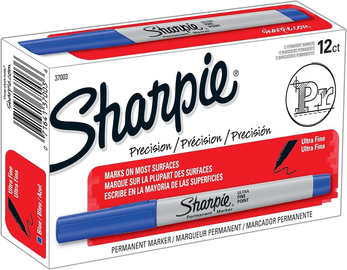 Sharpie permanent marker ultra fine point blue pack front view stationery