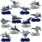 Liangss 12 piece fighter jet honeycomb centerpieces front view