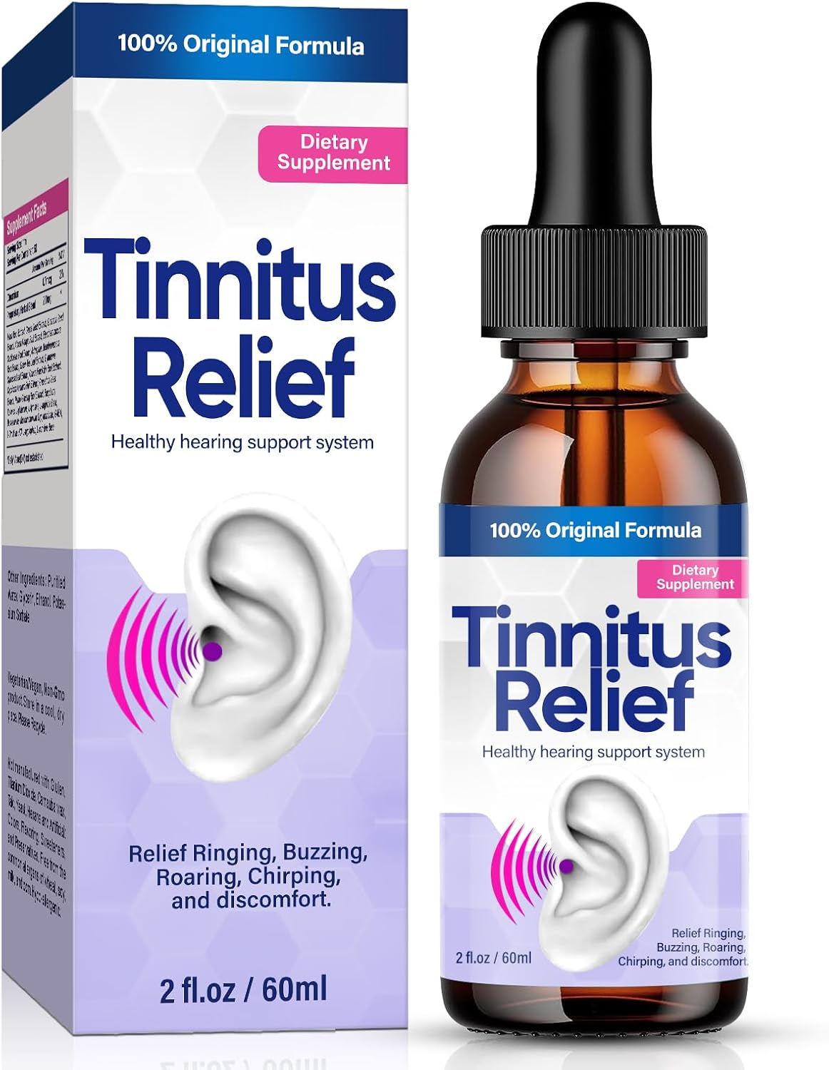 Topicy Tinnitus Relief for Ringing Ears, Best-Ear Ringing Relief Drops, Natural Herbal Blend, Effective Tinnitus Treatment to Reduce Ear Noise, Improve Hearing, Purple - Image 1