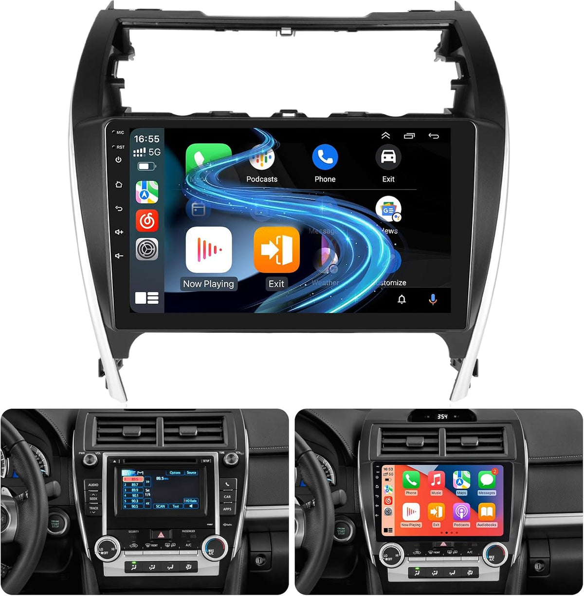Ekat 2 plus 64G Toyota Camry car stereo front view with touchscreen