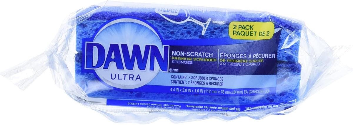 Dawn non-abrasive wedge kitchen sponge angled side view for tight spaces