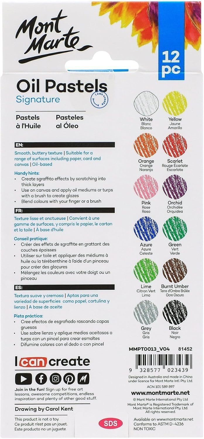 Mont Marte 12 piece color palette showcase