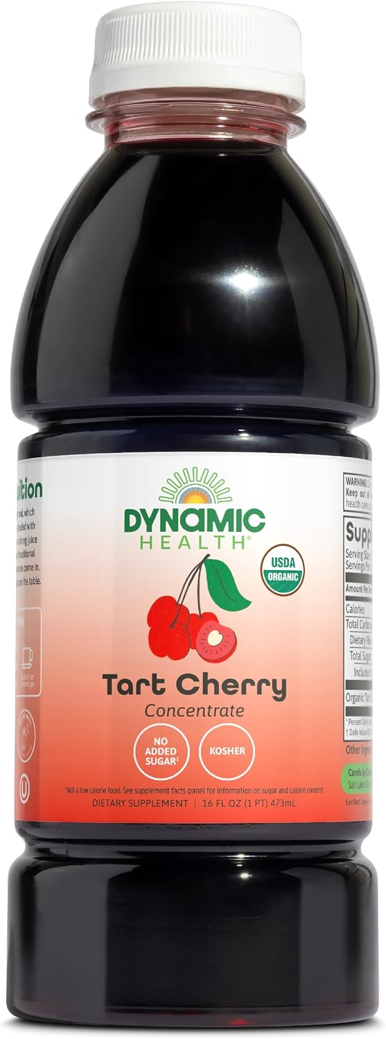 Dynamic Health organic tart cherry juice concentrate front view bottle