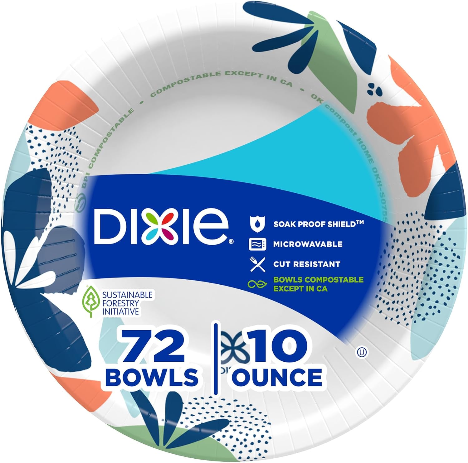 Dixie Everyday Small Paper Bowls 72 count front view for snacks.