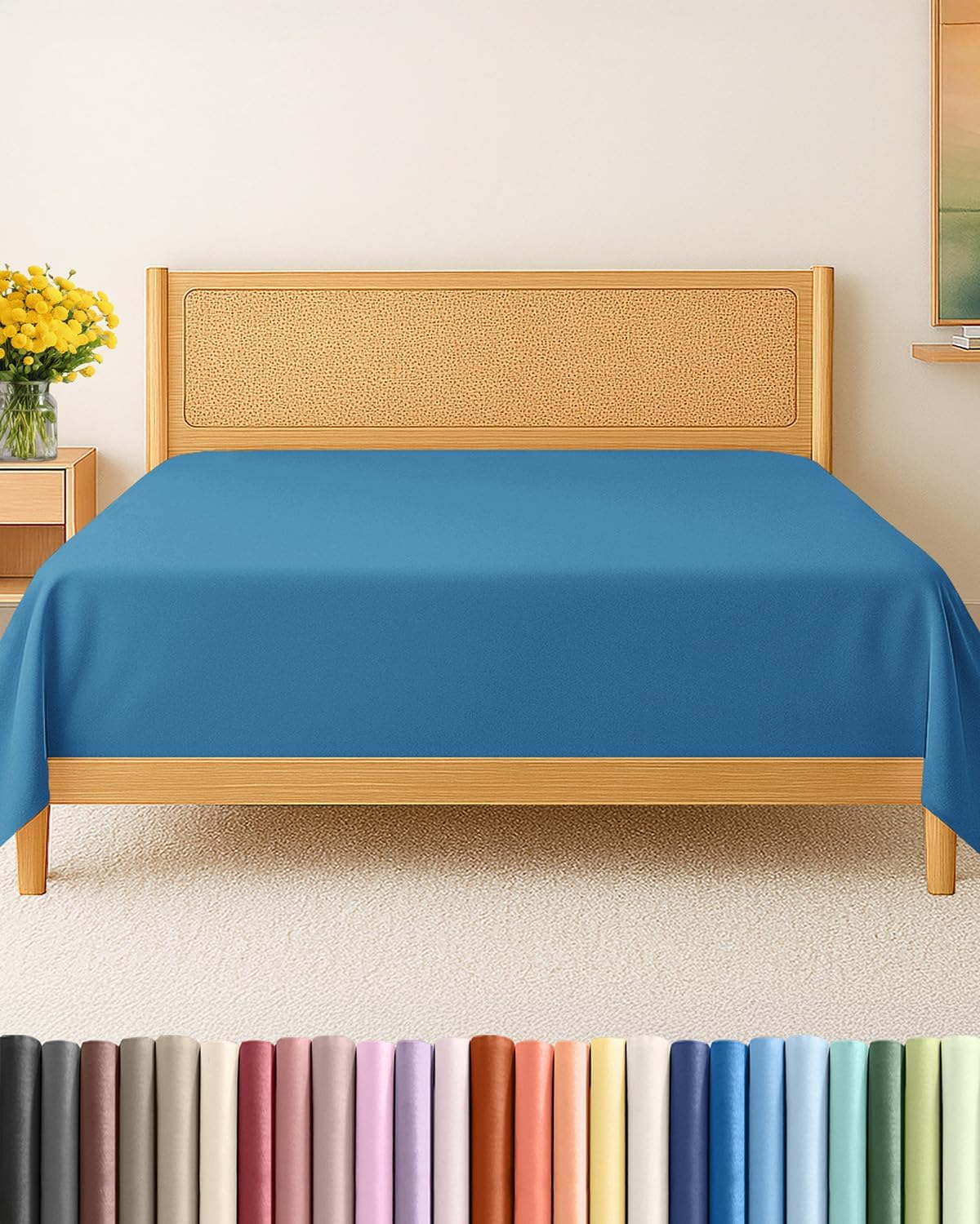 CGK Unlimited full flat sheet denim blue front view