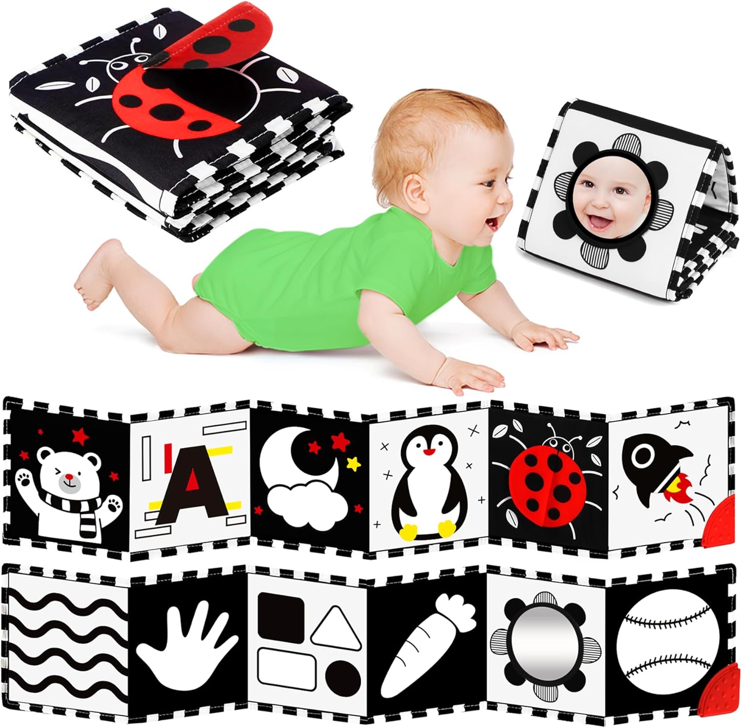 BBWOO high contrast baby toy front view showing black and white patterns