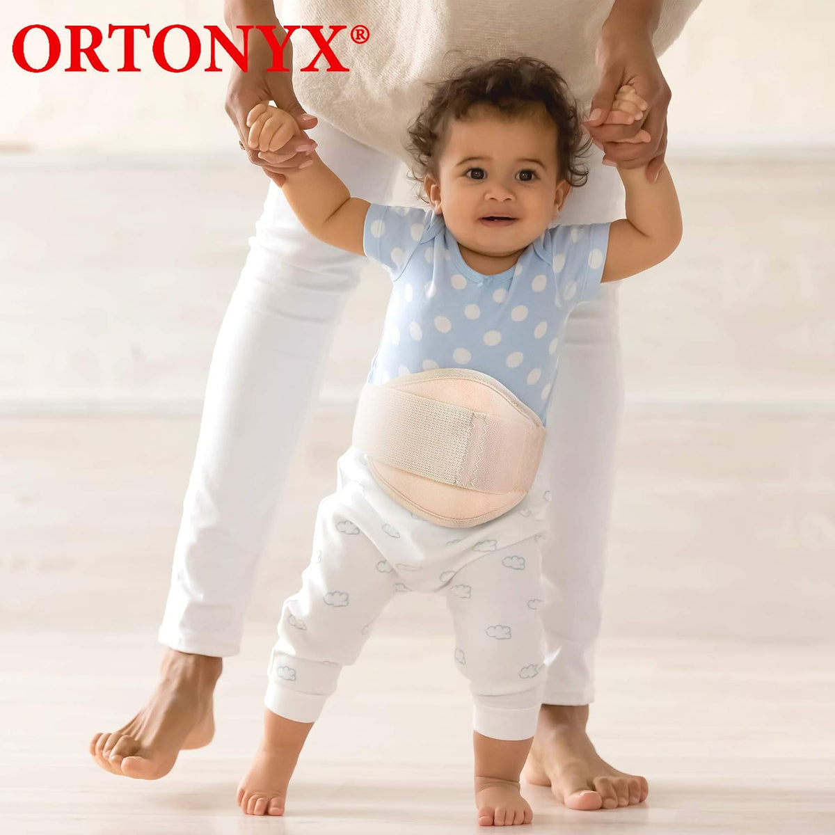 Ortonyx baby hernia belt packaging and included components