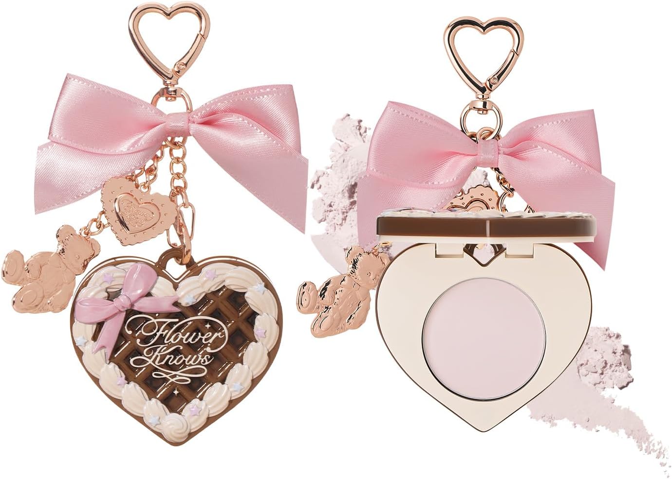 Flower Knows Sweetie Bear setting powder cocoa front view compact