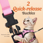Dooradar safe cat walking harness back view showing sturdy D ring