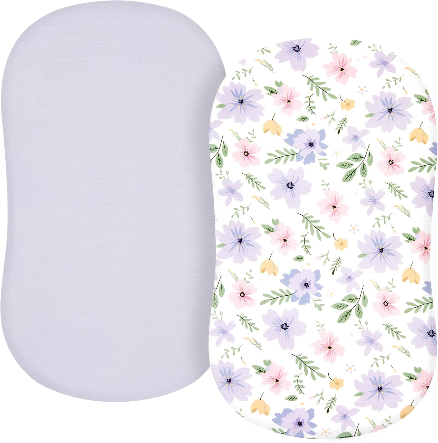 Tillyou baby bassinet sheets floral pattern top view