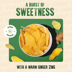 Chewy sweet and spicy dried ginger snacks close up view