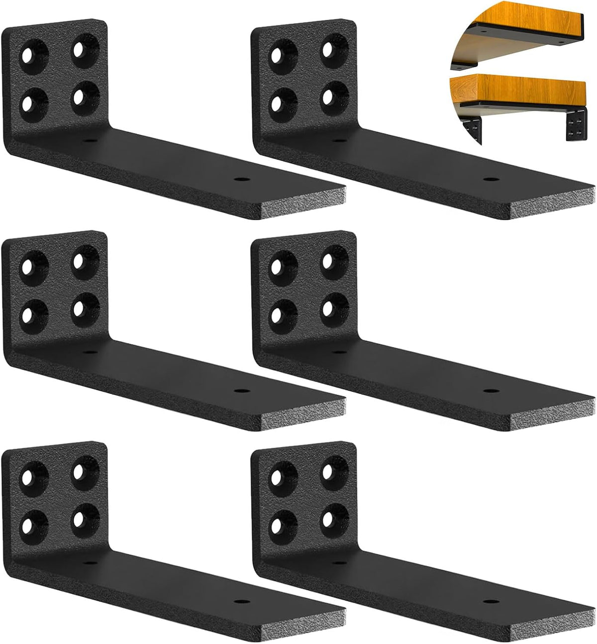Heavy Duty Hidden L Shelf Brackets 5 Inch Long Wall Mounted Shelf Bracket Metal Floating Shelves (8 Pack) - Image 12