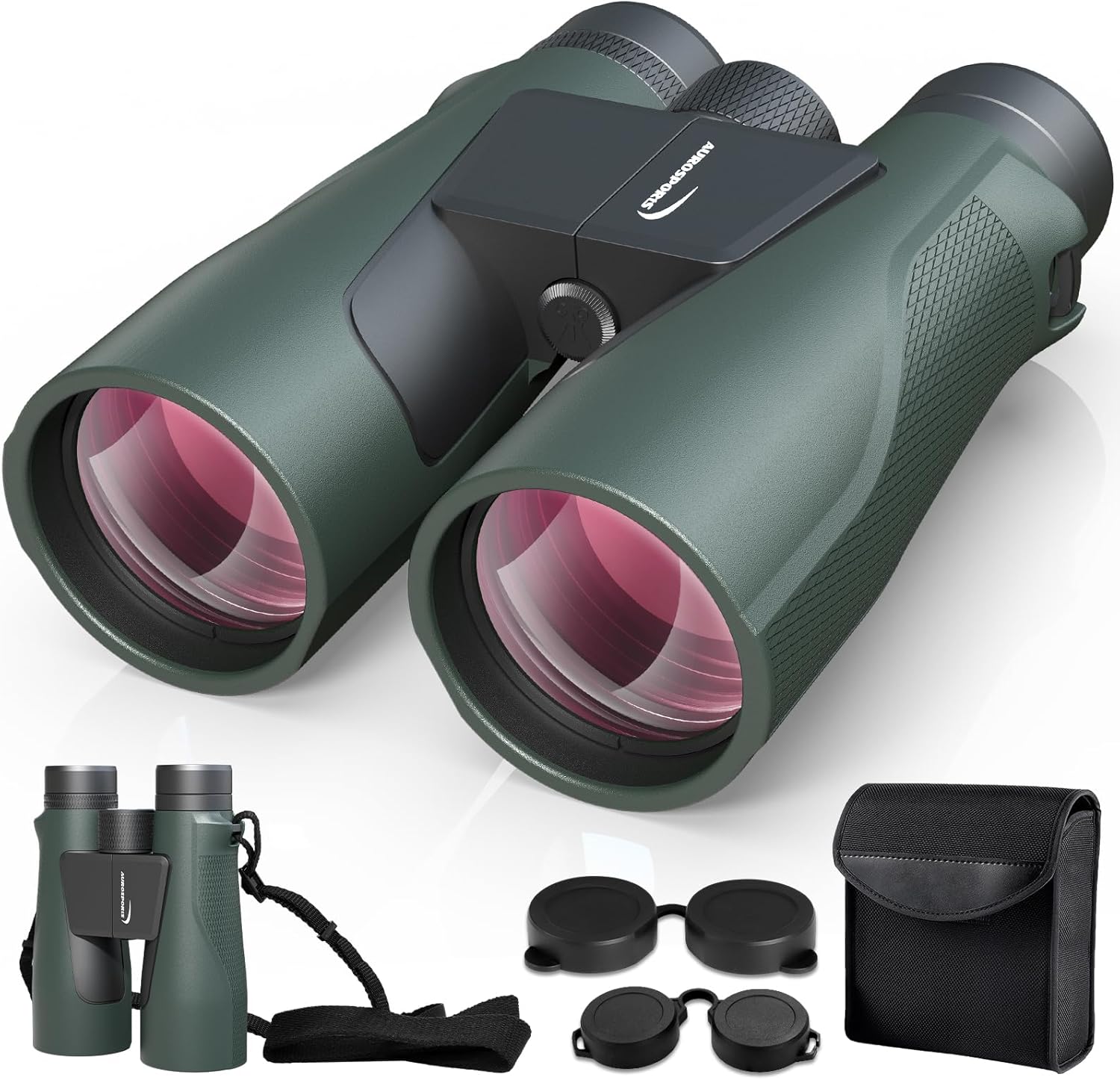 Aurosports 15x56 high powered binoculars front view for bird watching