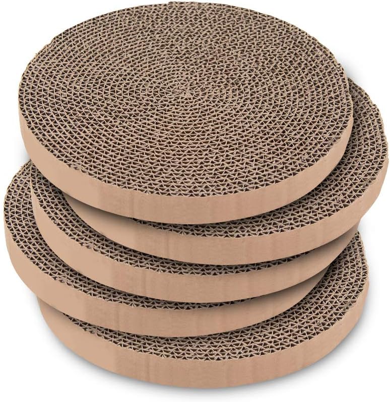 Best Pet Supplies Catify Spin and Scratch replacement pads front view showcasing round cardboard design.