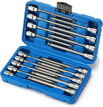 Casoman 3/8 inch drive extra long ball-end hex bit socket set front view