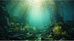 Aquarium Background Underwater Grass Leaves with Stone Aquarium Backdrop Vivid and Fresh Green Aquatic Plant Stone River Bed and Lake Fish Tank Background Decor Vinyl 48x18in - Image 11
