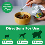 Close up of dog teeth cleaning powder jar back instructions