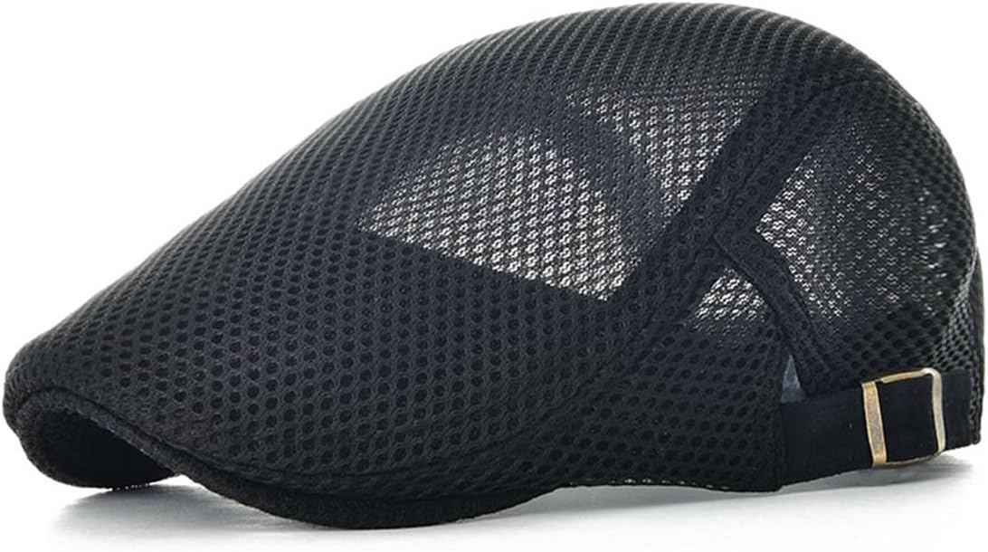 Men Breathable Mesh Summer Hat Adjustable Newsboy Beret Ivy Cabbie Flat Cap - Image 14