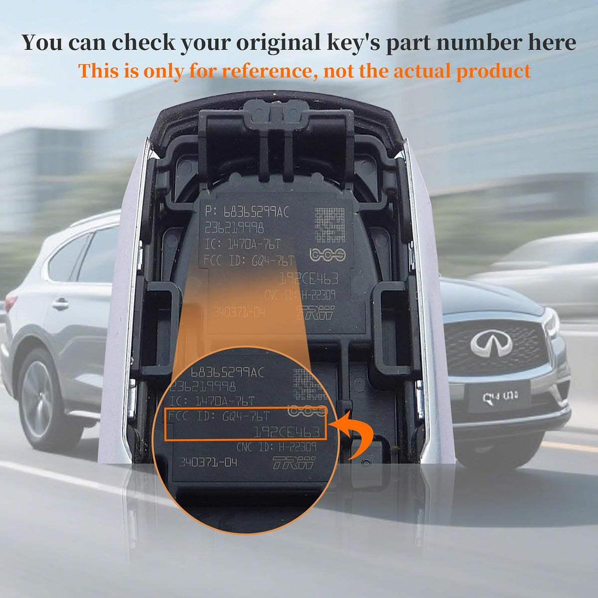 Keyecu replacement key fob battery compartment and internal layout