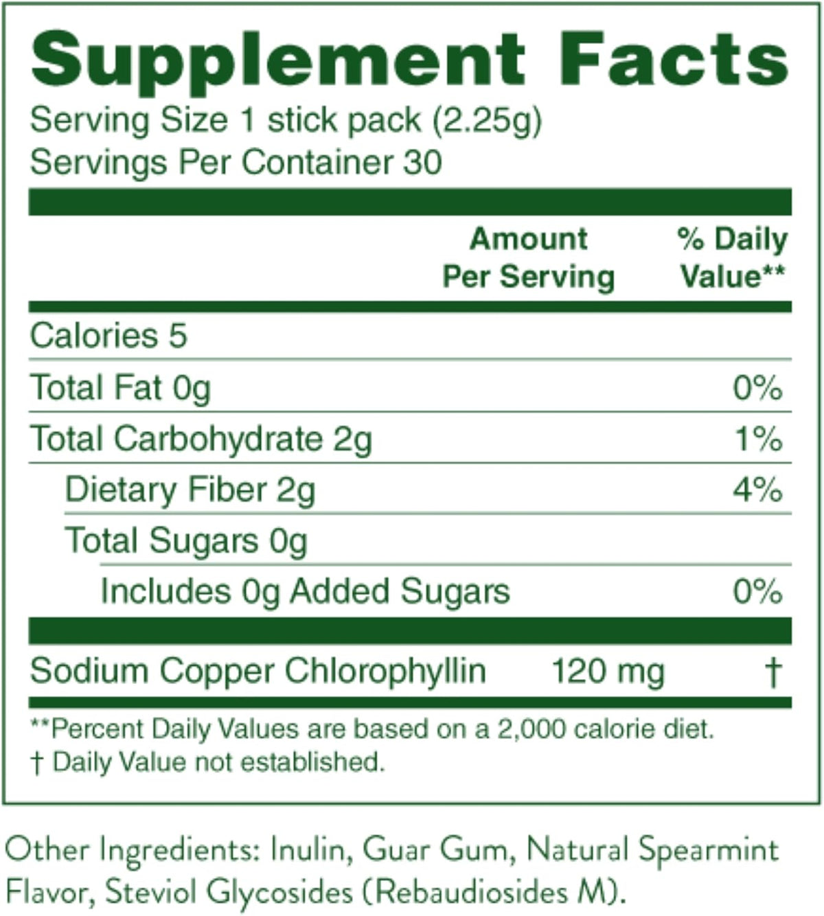 Nature's Sunshine Chlorophyll 30 count box open display