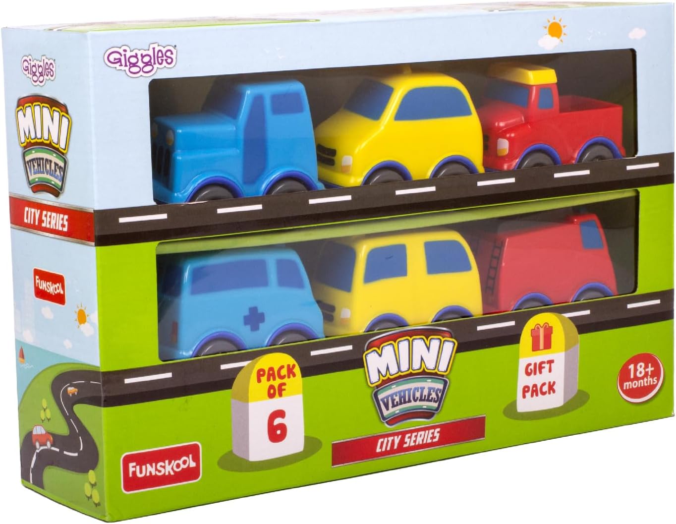 Funskool Giggles - Mini Vehicles City Series,Push and go Multicolor,Combo Pack,Gift Set, for 18 Months and Above. - Image 1