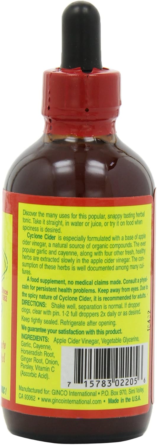 Ginco International Cyclone Cider ingredients list view