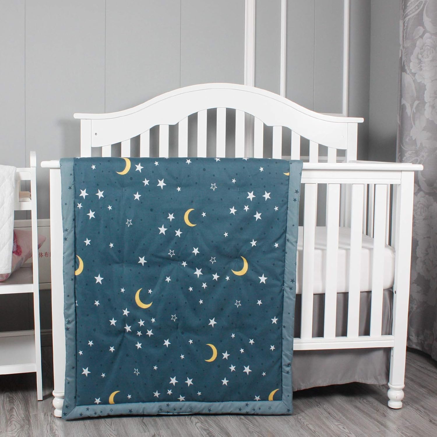 Belsden Ultra Soft Moon Star Baby Comforter front view featuring premium blue microfiber fabric.