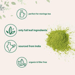 Micro Ingredients organic moringa leaf powder scoop texture and color