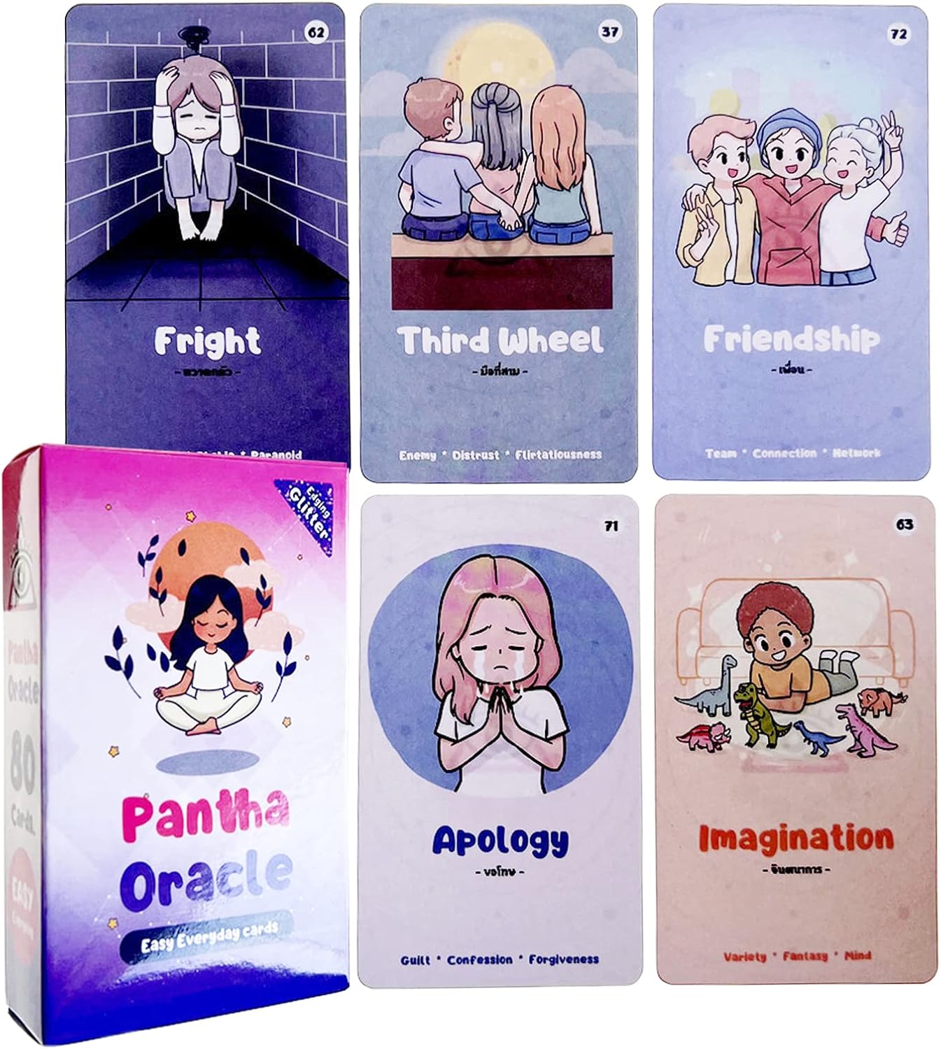 mrdiyshisha Pantha Oracle Deck, 80 Easy Everyday Cards - Guidance for Daily Life (Size: 4.06" x 2.36") - Image 1