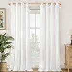 YoungsTex white linen light filtering curtains front view with grommets